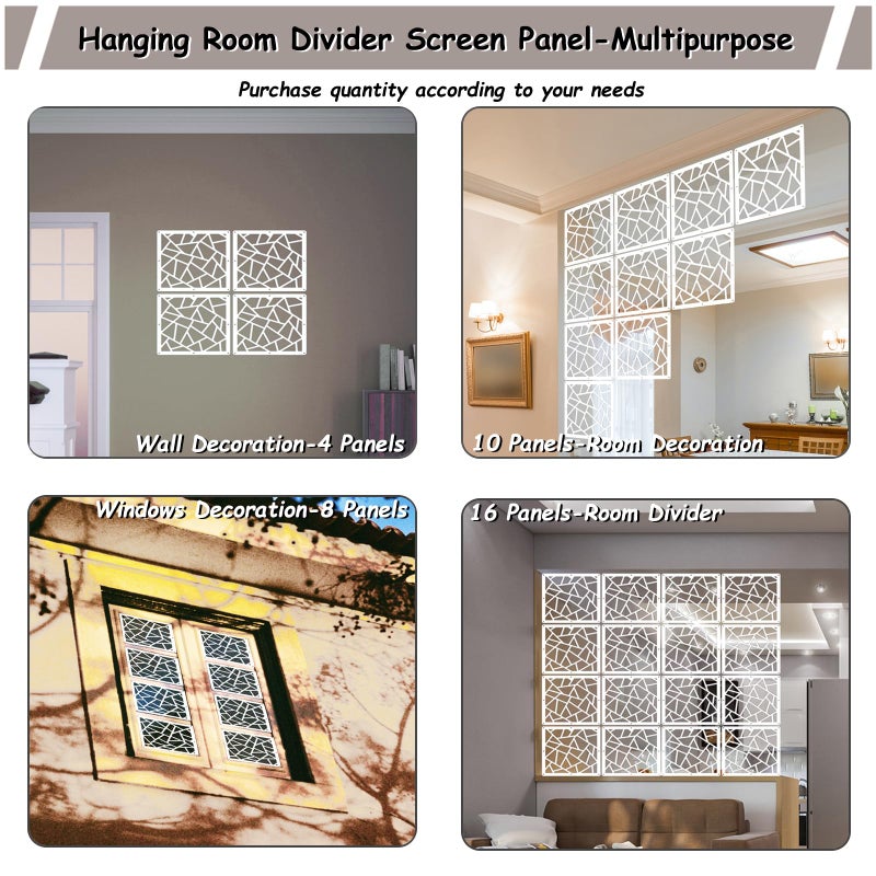 Lchen Hanging Room Divider,10 Pieces Wood-Plastic Hanging Panels 0.2â€œThick Screen Panel for Living Room Bedroom Home Decoration(DQ,11.4"X11.4") - Image 3